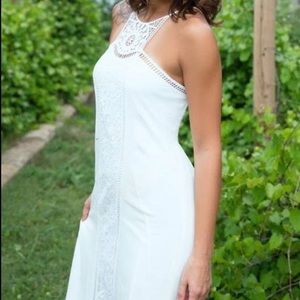 White Lace Detail Maxi Dress
